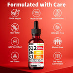 Vitamin B12 Liquid Supplement Drops for Energy and Brain