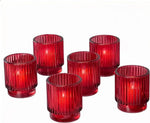 Vintage Ribbed Red Glass Candle Holders