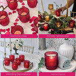 Vintage Ribbed Red Glass Candle Holders