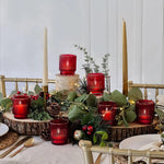 Vintage Ribbed Red Glass Candle Holders