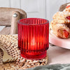 Vintage Ribbed Red Glass Candle Holders