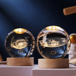 Crystal Moon Nightlight with Wooden Base