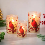 Hewory Cardinal Glass Hurricane Candle Holder