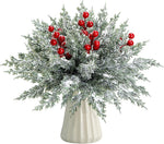 Artificial Christmas Pine Branches and Berry Stems