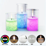Glass Flameless Pillar Candle Set