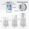 Glass Flameless Pillar Candle Set