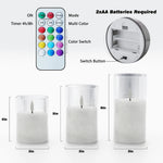 Glass Flameless Pillar Candle Set