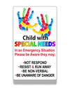 Special Needs Child Vehicle Emergency Alert Sticker