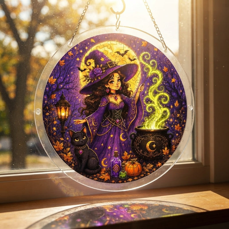 Halloween Witch Acrylic Suncatcher Puzzle