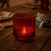 Vintage Ribbed Red Glass Candle Holders