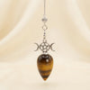 Triple Moon Pentacle Crystal Pendulum