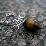 Triple Moon Pentacle Crystal Pendulum