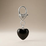 Black Obsidian Heart Dog Collar Charm