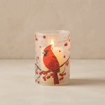 Hewory Cardinal Glass Hurricane Candle Holder