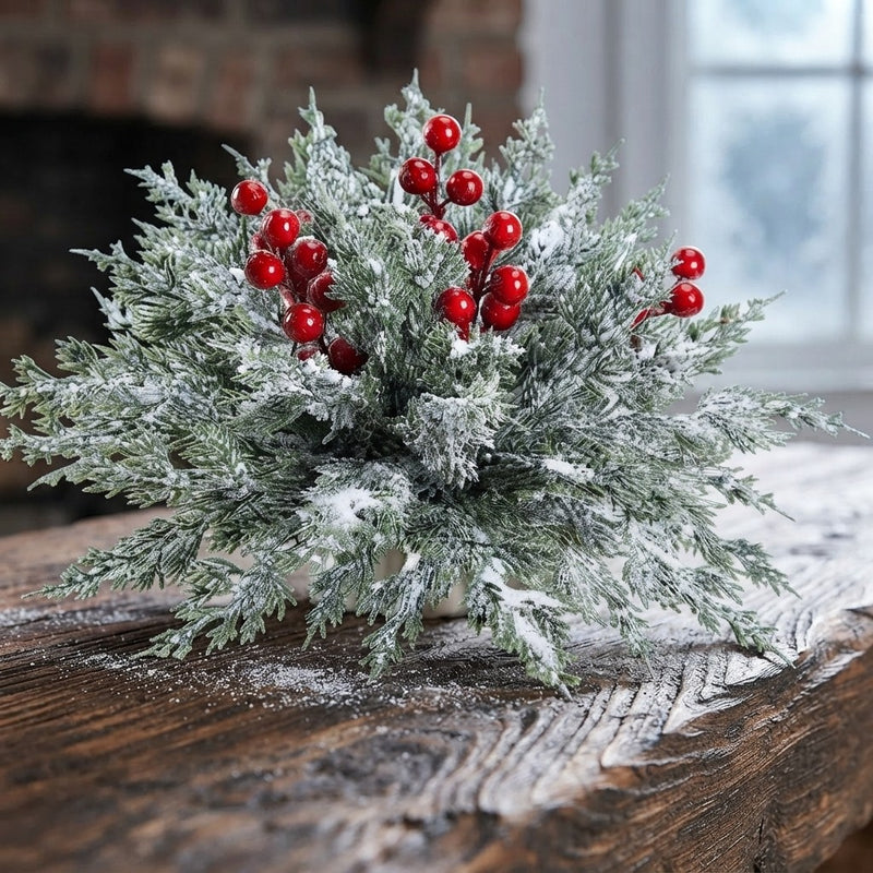 Artificial Christmas Pine Branches and Berry Stems