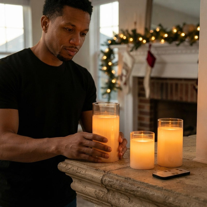 Glass Flameless Pillar Candles