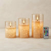 Glass Flameless Pillar Candle Set