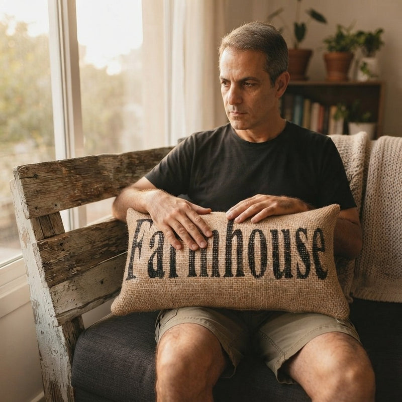 Rustic Farmhouse Burlap Pillow