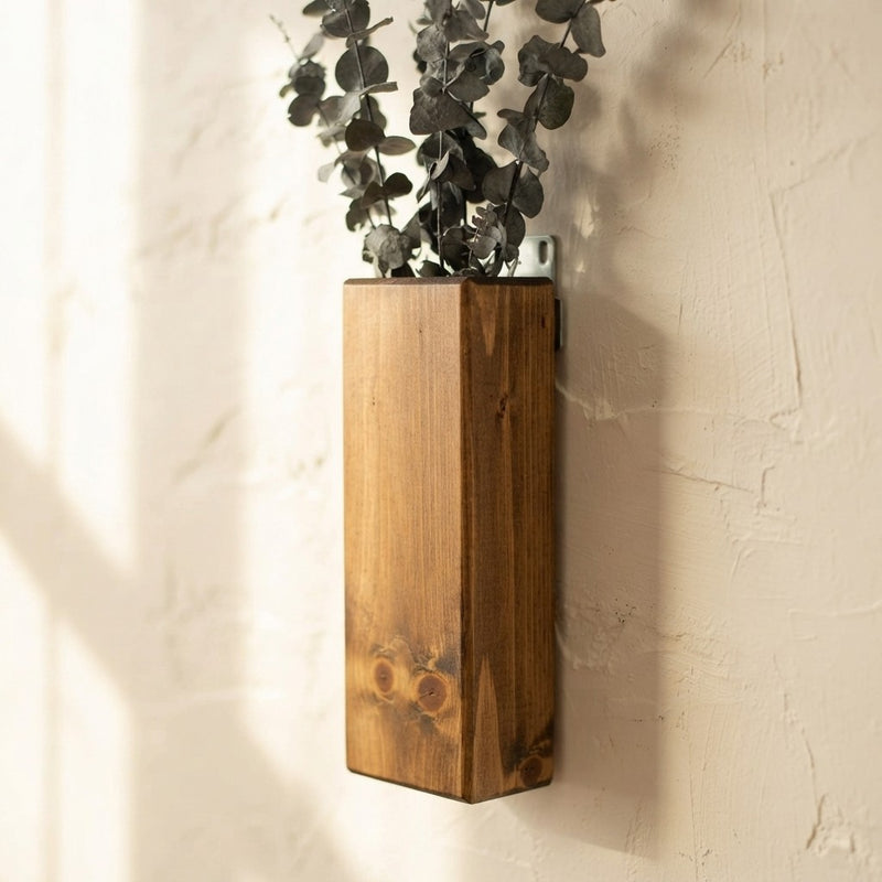 Rustic Wood Wall Pocket with Preserved Eucalyptus