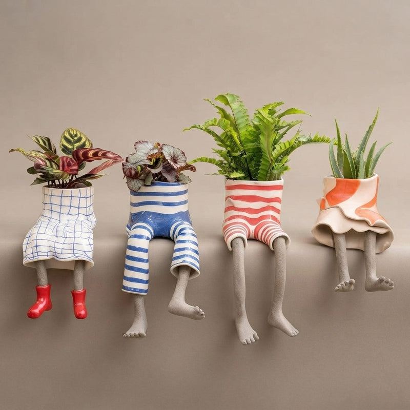 Quirky Resin Leggy Plant Pot Set