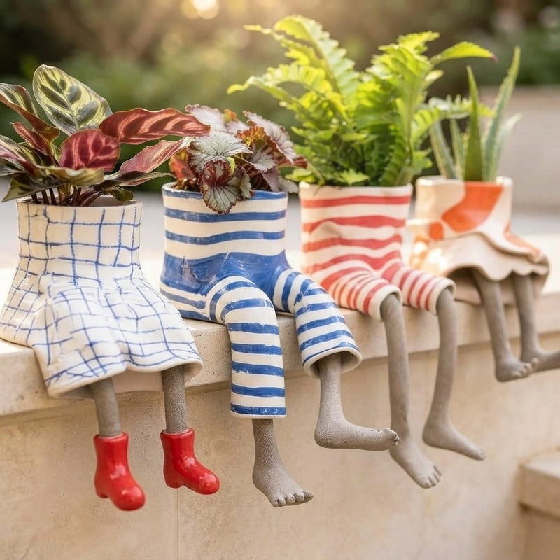 Quirky Resin Leggy Plant Pot Set