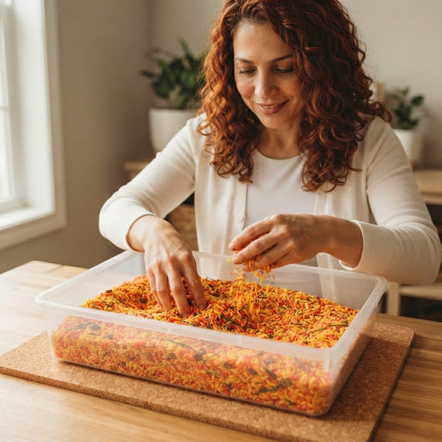Fall Themed Sensory Rice